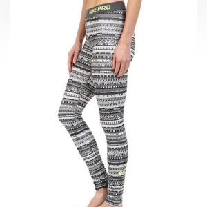 Nike Pro Hyperwarm Leggings Womens Large Dri-FIT Patterned Thermal Pants Sporty